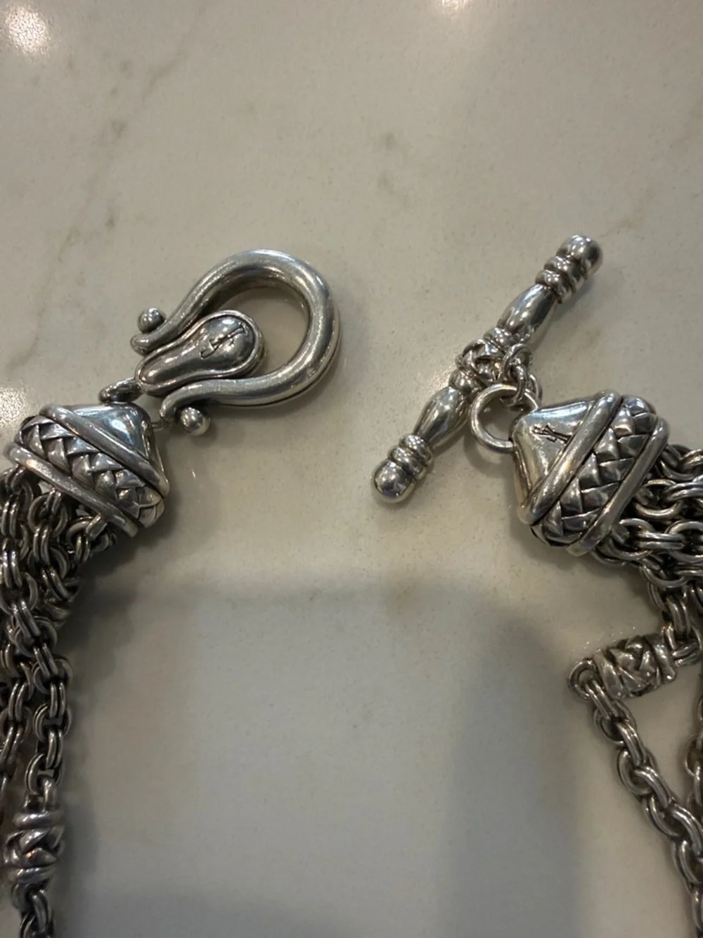 Scott Kay Sterling Multi-Strand Silver Toggle Necklace - Picture 4 of 4